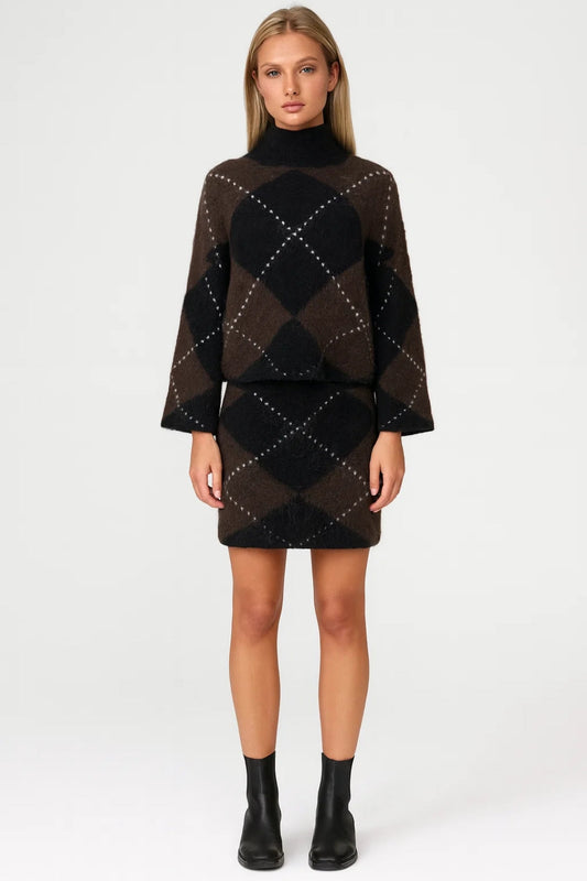 Ensemble Femme | Maille Jacquard Moderne | Silhouette Coordinée pour Hiver