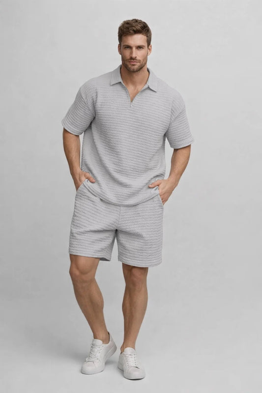 Ensemble Homme | style décontracté & texture gaufrée | col zippé pour Été