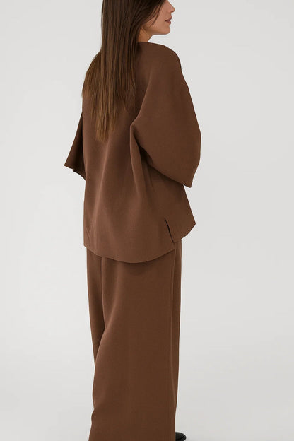 Ensemble Kimono et Pantalon | Lin Mélangé | Look Décontracté et Élégant