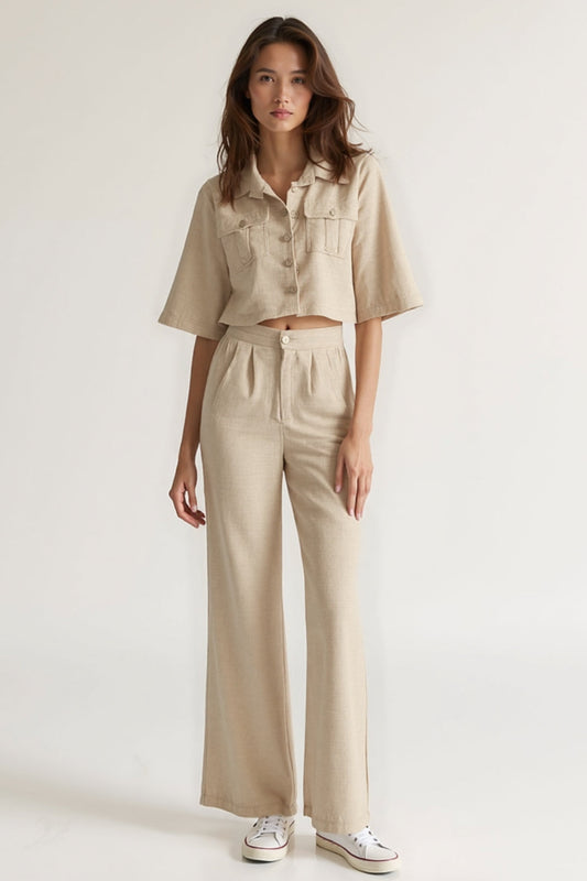 Ensemble Pantalon et Chemise Courte | Coupe Moderne | Chic et Décontracté