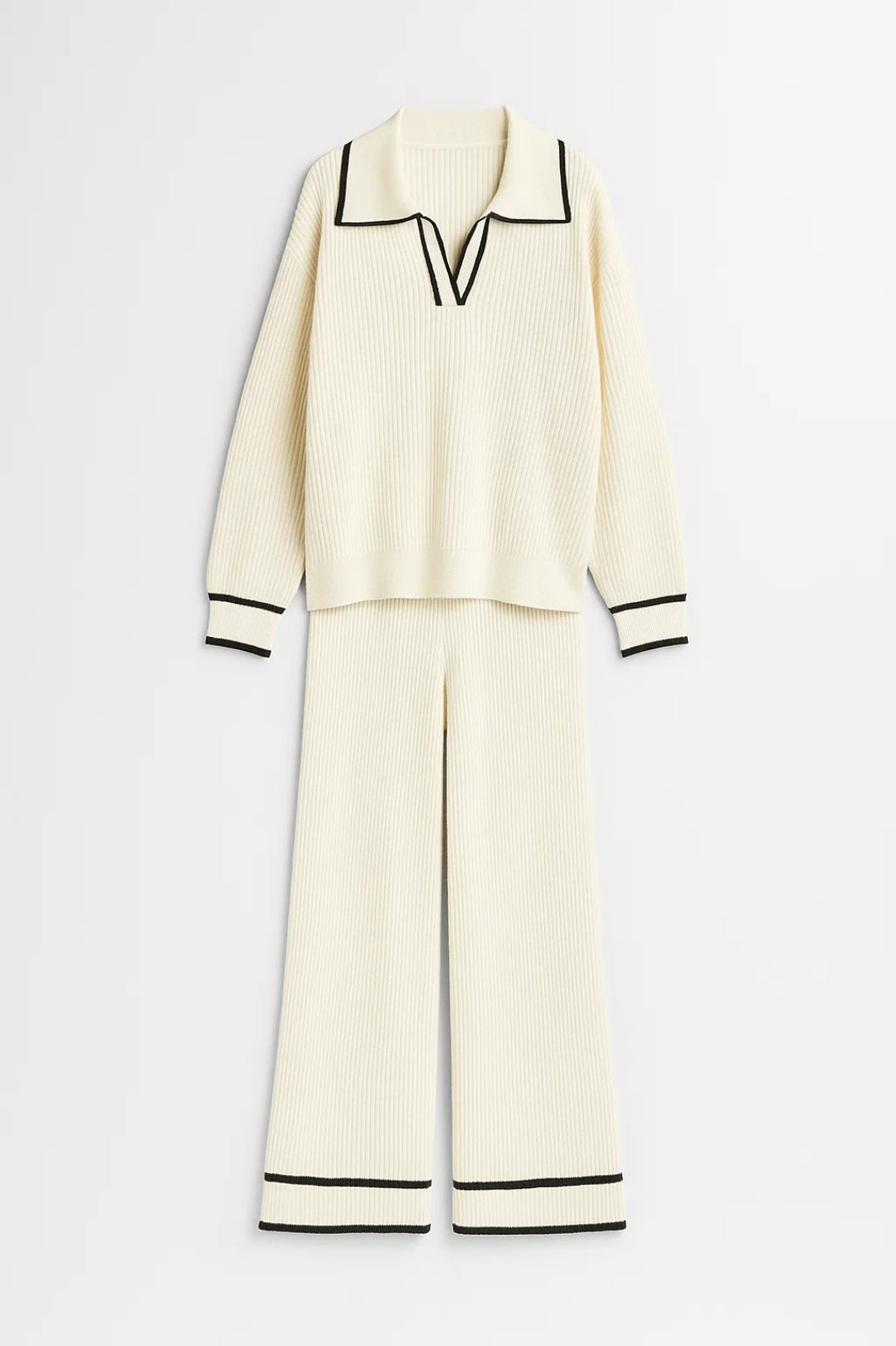 Ensemble Pull et Pantalon | Maille Côtelée | Élégant et Confortable