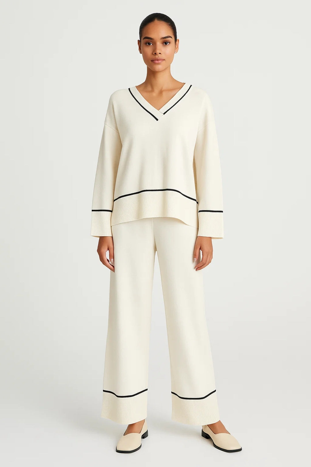 Ensemble Relax | Ensemble pull col V et pantalon large | Léger et Respirant