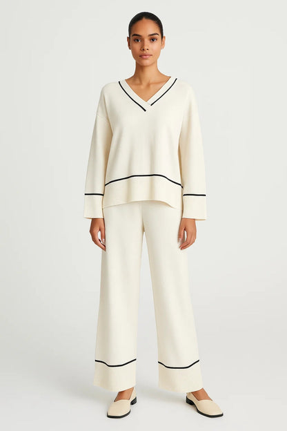 Ensemble Relax | Ensemble pull col V et pantalon large | Léger et Respirant