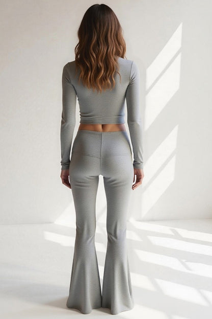 Ensemble Stretch à Manches Longues | Gris Chiné | Ajusté et Confortable
