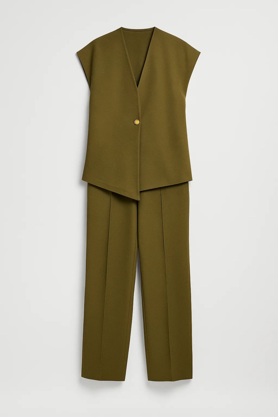 Ensemble Tailleur Moderne Femme | Haut Sans Manches Boutonné et Pantalon Droit | Structuré et Élégant
