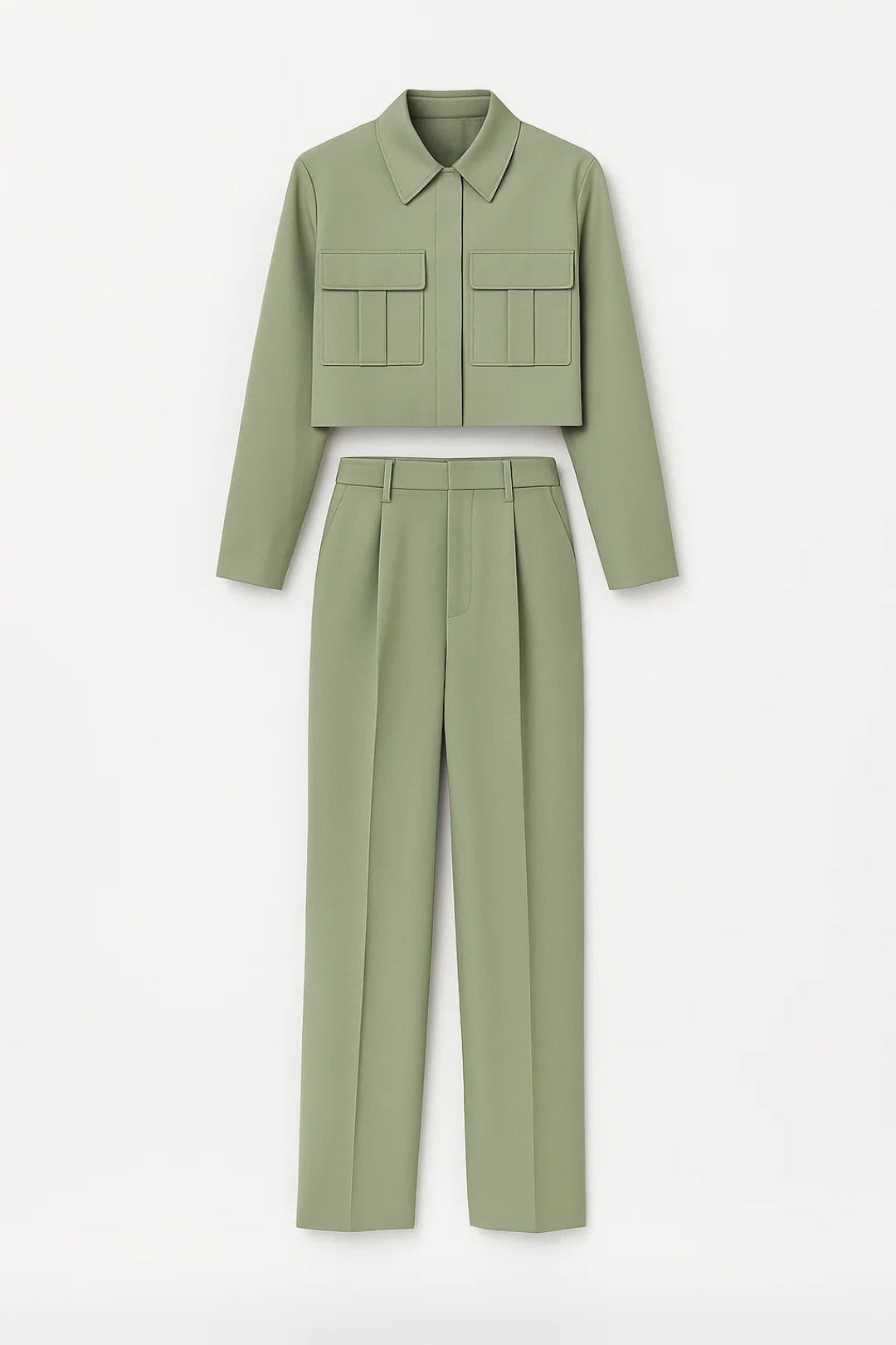 Ensemble Tailleur Moderne | Veste Courte et Pantalon Taille Haute | Léger et Respirant