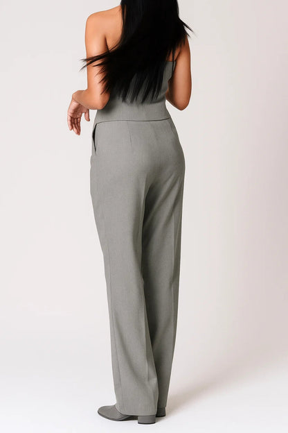 Ensemble Tailleur Sans Manches Femme | Gilet Cintré et Pantalon Droit | Élégant et Structuré