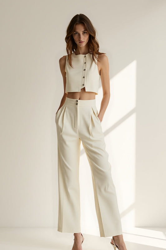 Ensemble Top Court et Pantalon Large | Coupe Moderne | Élégance Décontractée