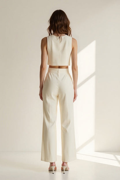 Ensemble Top Court et Pantalon Large | Coupe Moderne | Élégance Décontractée