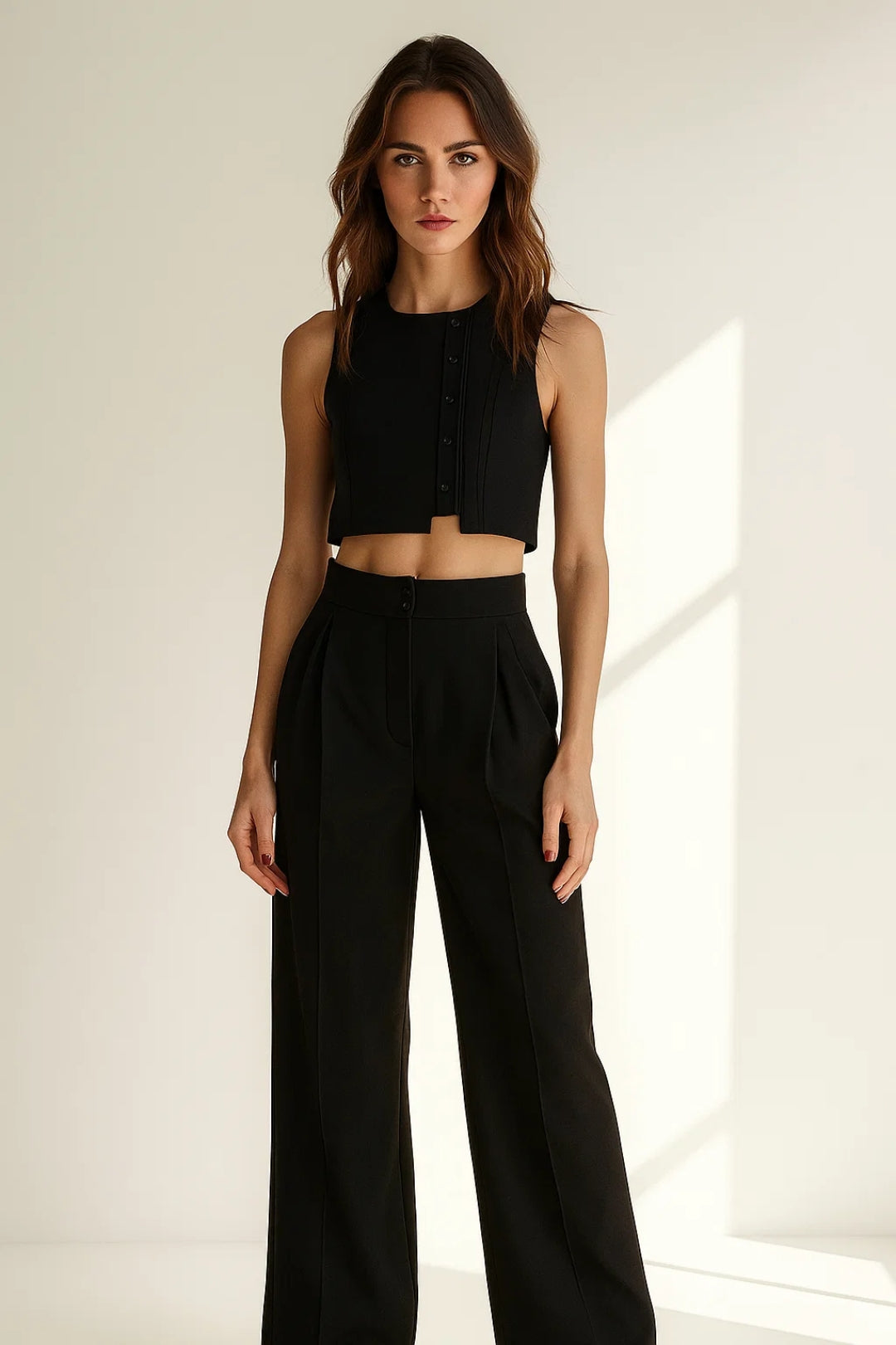 Ensemble Top Court et Pantalon Large | Coupe Moderne | Élégance Décontractée