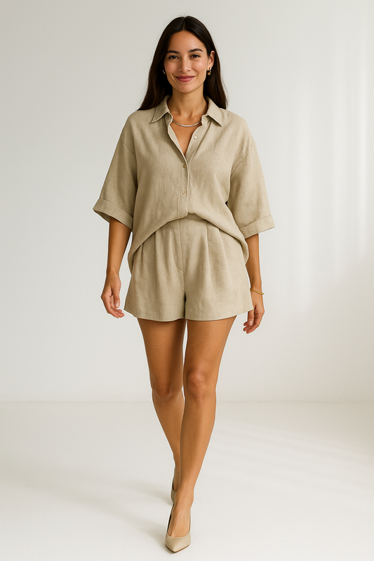 Ensemble d’Été Femme | Chemise Ample et Short | Léger et Décontracté