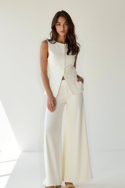 Ensemble gilet sans manches et pantalon large | Coupe élégante | Style chic minimaliste