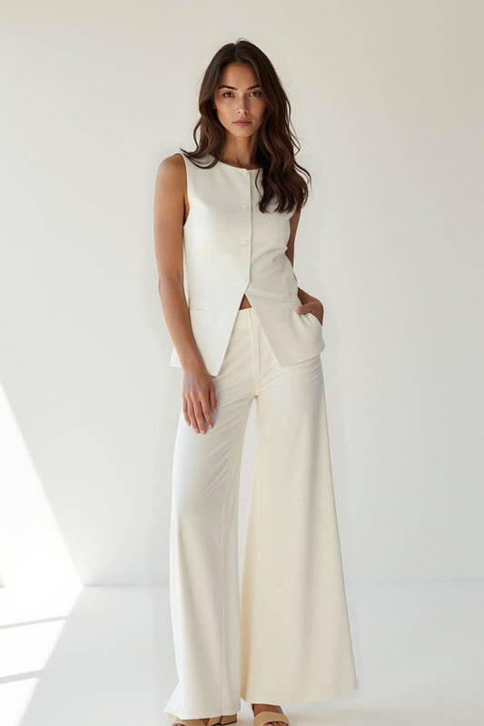 Ensemble gilet sans manches et pantalon large | Coupe élégante | Style chic minimaliste