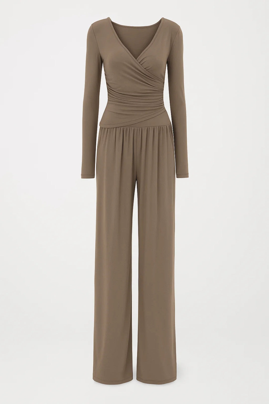 Ensemble Élégant Croisé | Haut Ajusté et Pantalon Large | Léger et Respirant