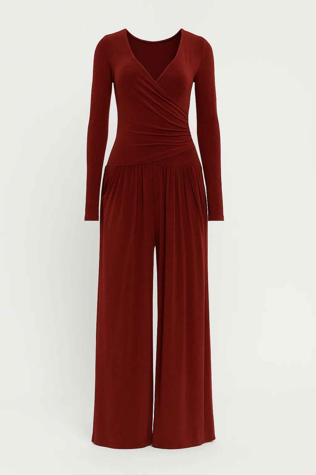 Ensemble Élégant Croisé | Haut Ajusté et Pantalon Large | Léger et Respirant