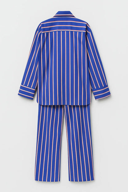 Ensemble Élégant | Ensemble chemise rayée et pantalon large | Léger et Respirant