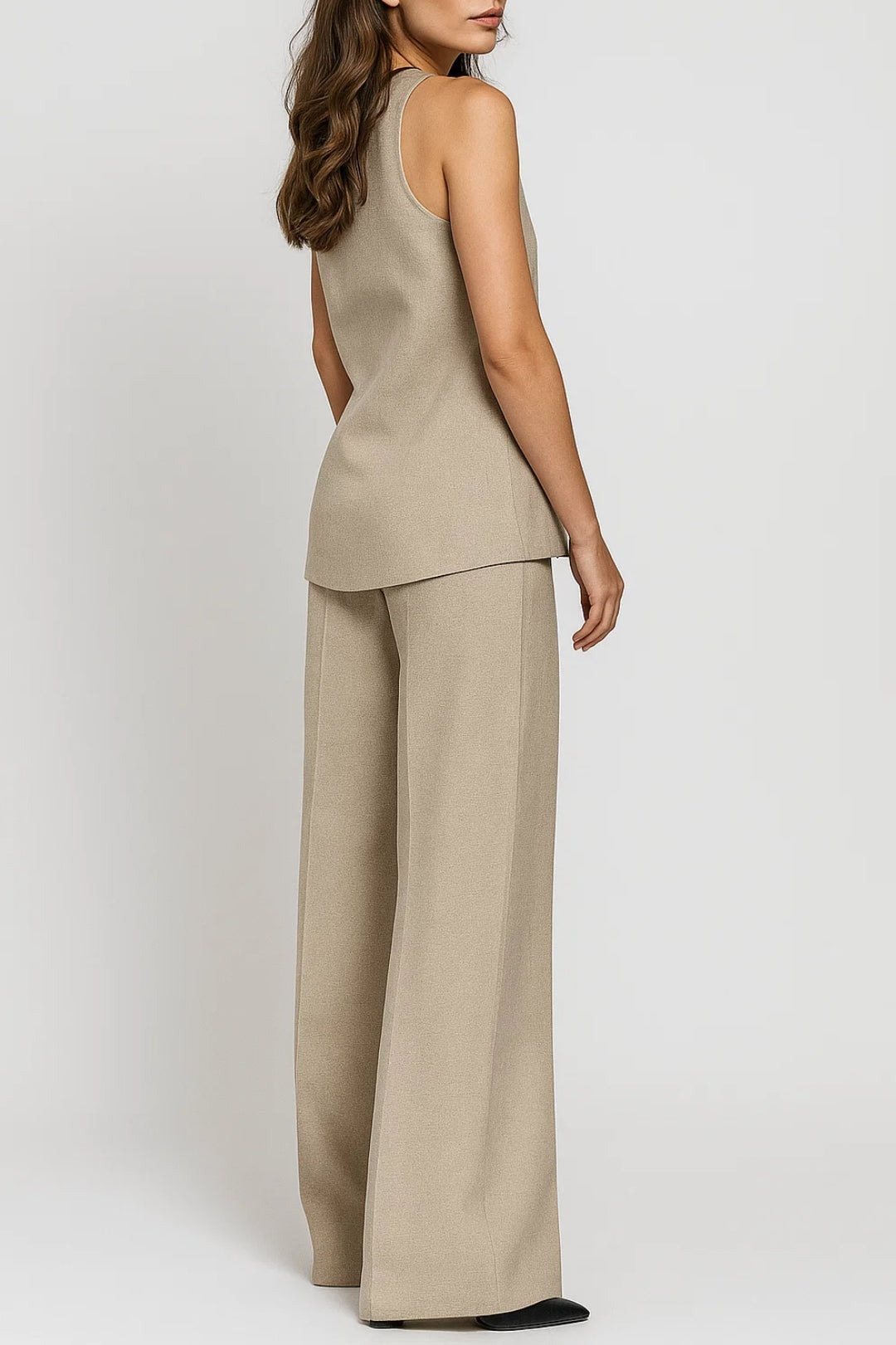 Ensemble Élancé Femme | Gilet Long Cintré et Pantalon Tailleur | Chic et Structuré