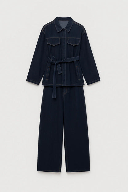 Ensemble pantalon et veste ceinturée | Tenue complète pour femme | Look structuré et moderne