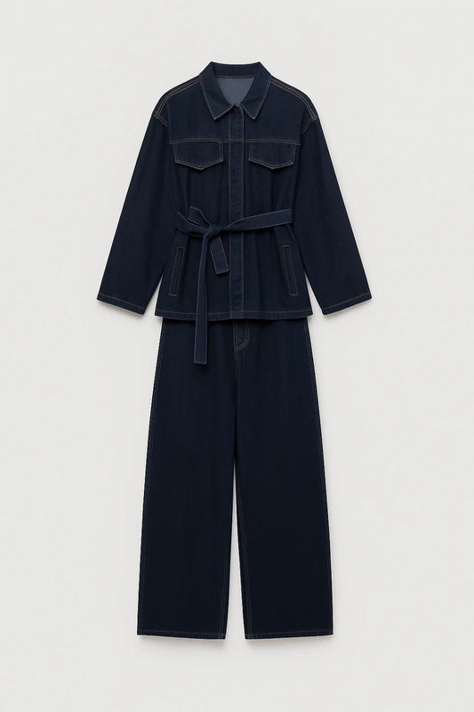 Ensemble pantalon et veste ceinturée | Tenue complète pour femme | Look structuré et moderne