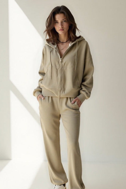 Ensemble sweat à capuche zippé et pantalon | Molleton doux | Confort décontracté