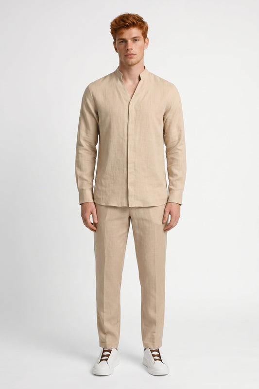 Ensemble Été Homme - Chemise Col Mao et Pantalon | Casual Chic