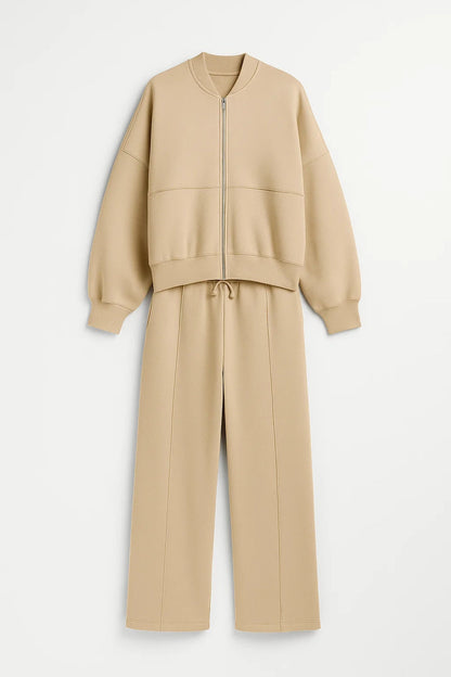 Ensembles Décontractés | Ensemble zippé avec pantalon large | Minimaliste et Confortable