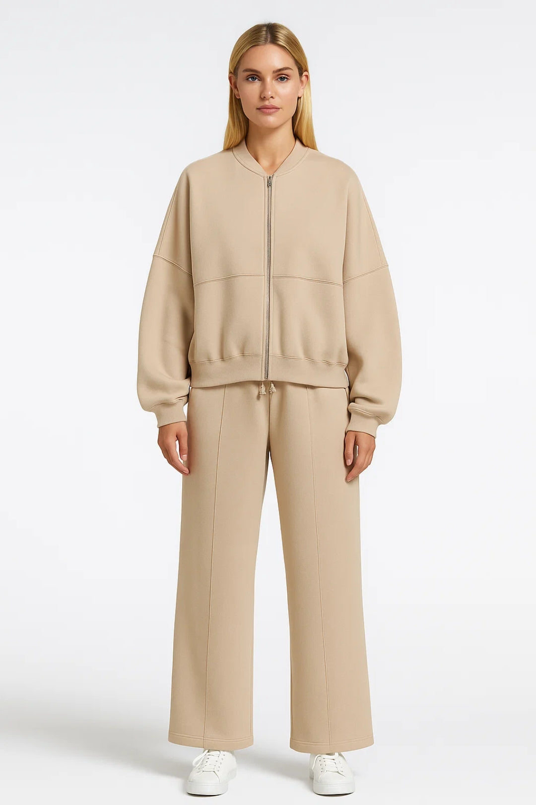 Ensembles Décontractés | Ensemble zippé avec pantalon large | Minimaliste et Confortable