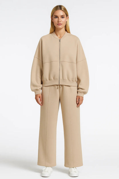 Ensembles Décontractés | Ensemble zippé avec pantalon large | Minimaliste et Confortable
