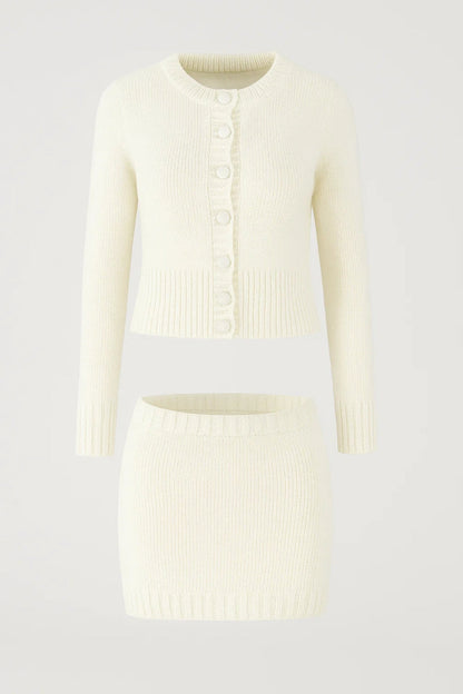 Ensembles Douillets | Ensemble deux pièces en maille avec boutons | Confortable et Féminin