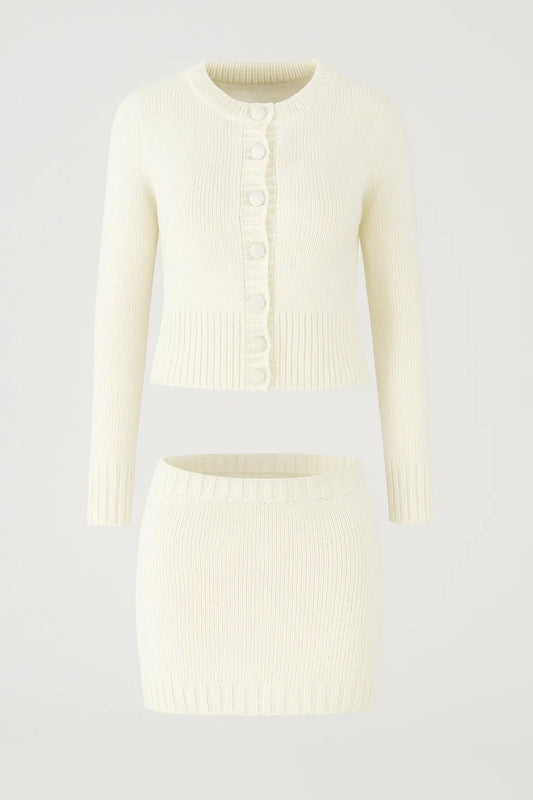 Ensembles Douillets | Ensemble deux pièces en maille avec boutons | Confortable et Féminin
