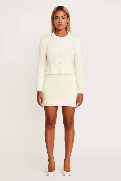 Ensembles Douillets | Ensemble deux pièces en maille avec boutons | Confortable et Féminin