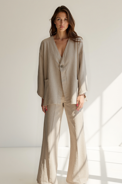 Ensemble 2 pièces Femme | Veste Oversize à Manches Kimono | Pantalon Taille Haute