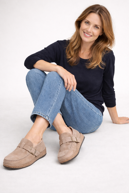 Inès - Mules Orthopédiques Femme à Boucle avec Semelle Ergonomique Style Bohème