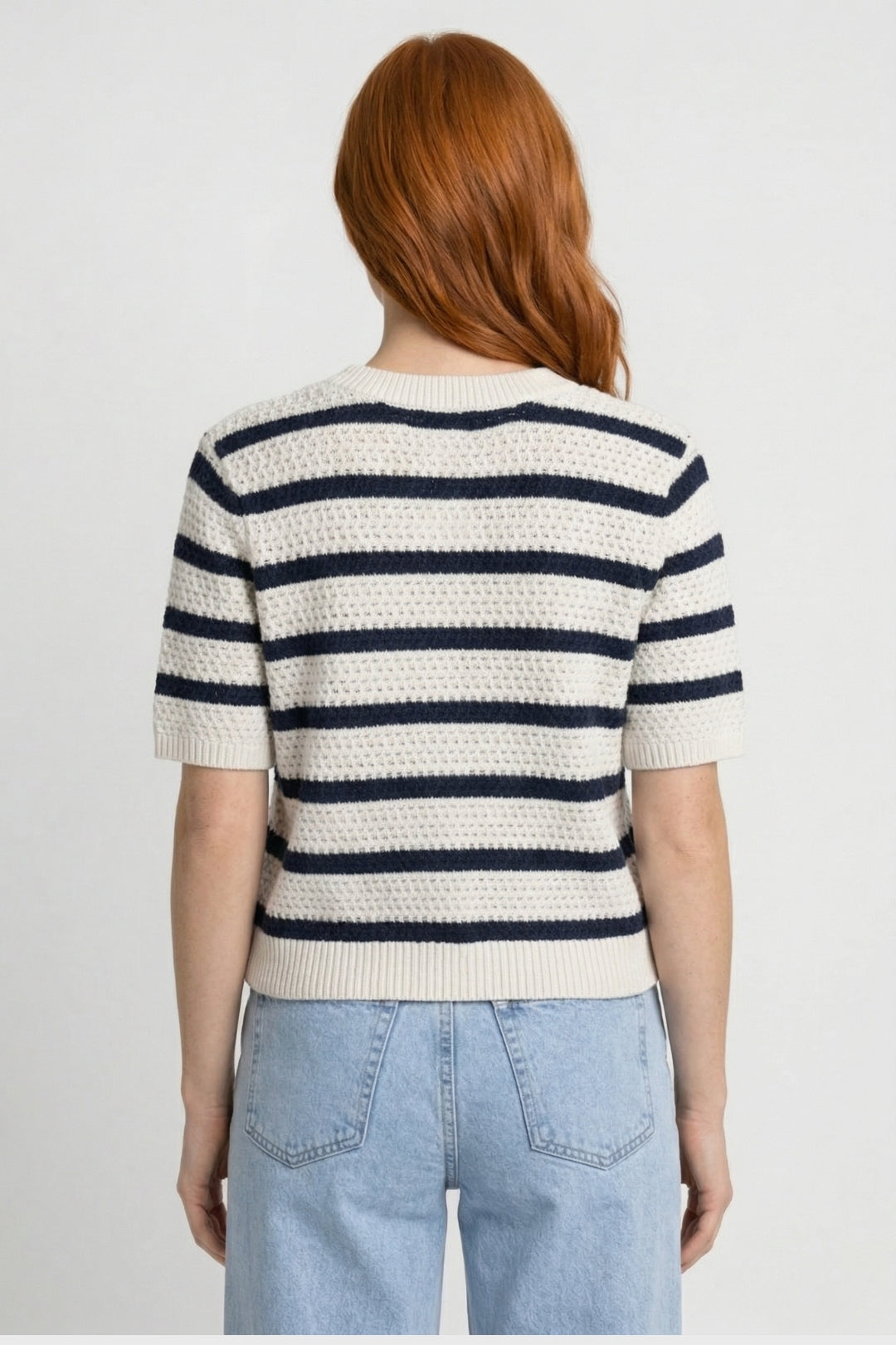 Gilet Femme - Court Rayé avec Boutons Dorés | Casual