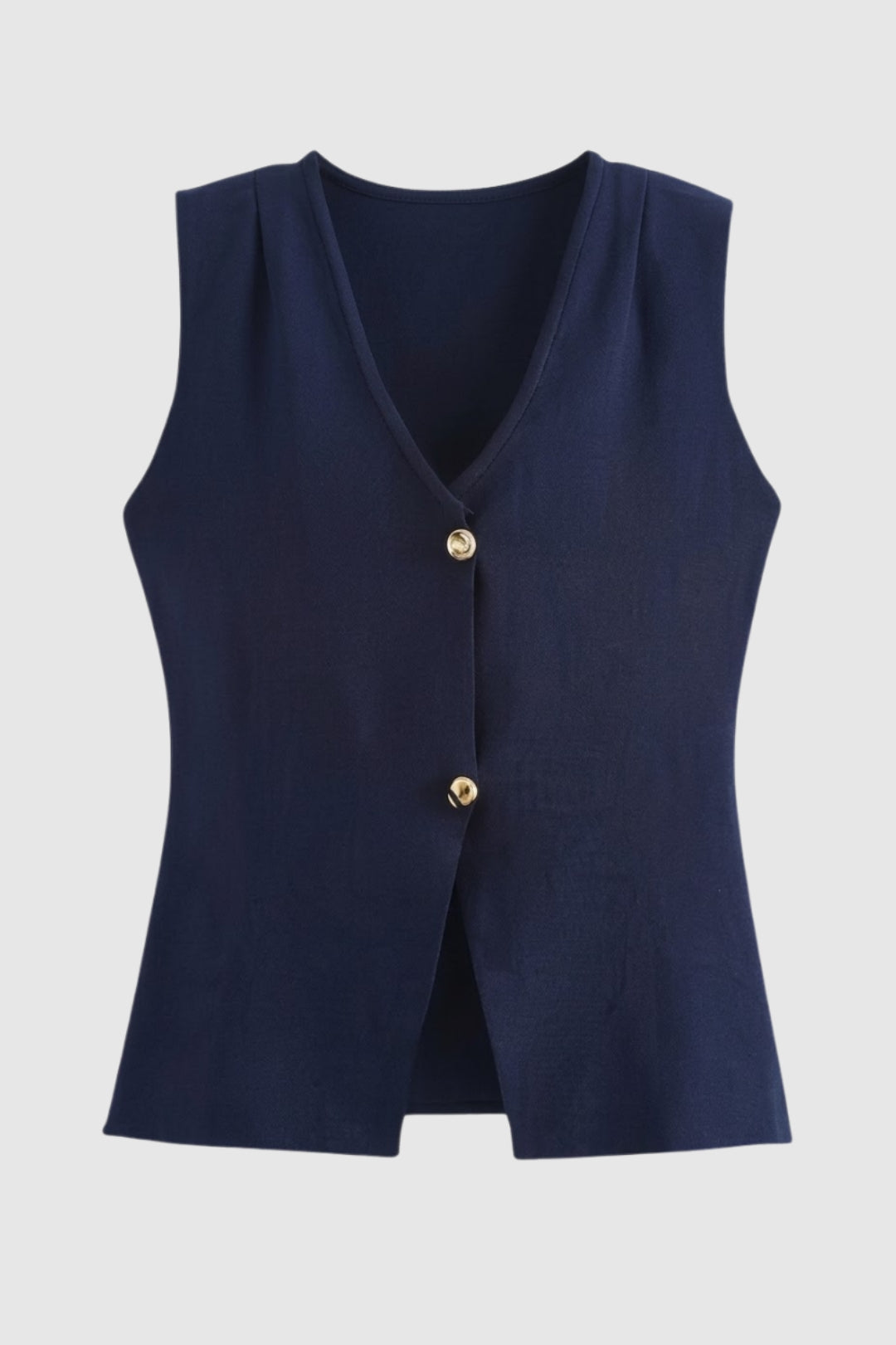 Gilet Femme - Tricoté Sans Manches Col V | Boutons Dorés