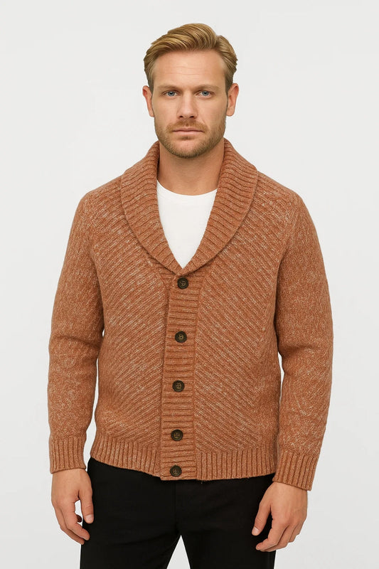 Cardigan Homme | col châle | maille texturée boutonnée pour Hiver