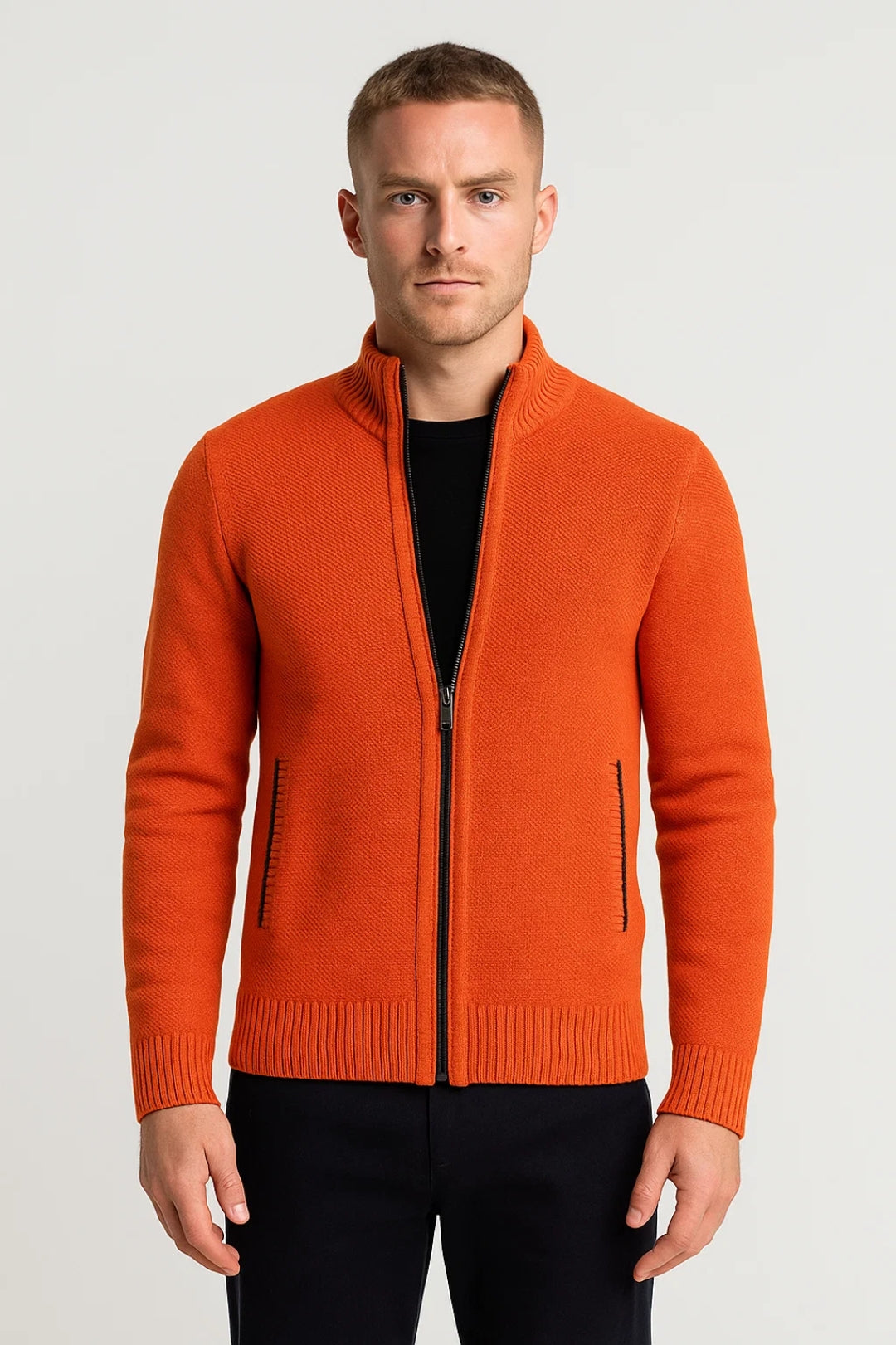 Gilet Zippé Homme | coupe droite | maille texturée pour Mi-Saison