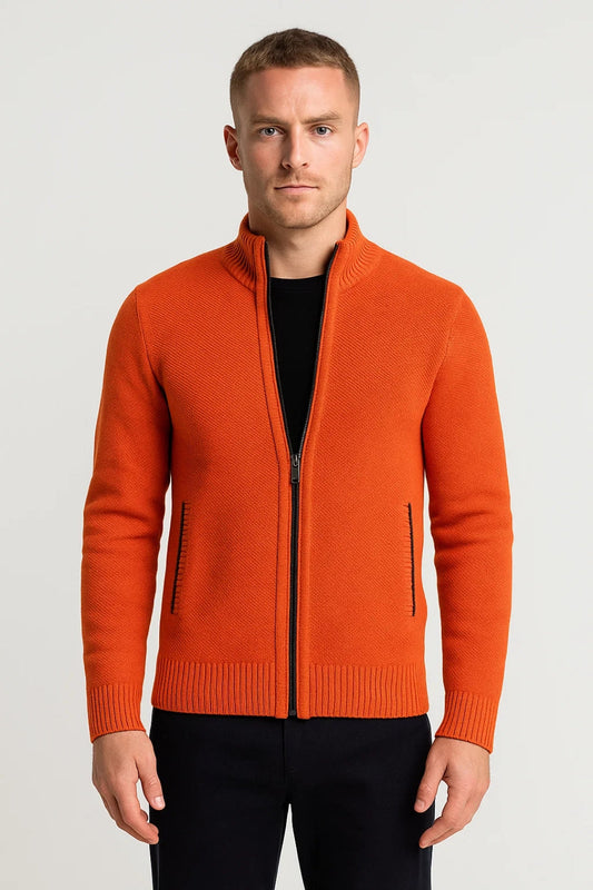 Gilet Zippé Homme | coupe droite | maille texturée pour Mi-Saison