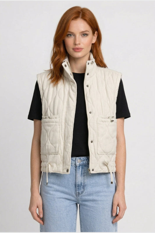 Gilet Sans Manches Femme - Matelassé avec Col Montant | Casual