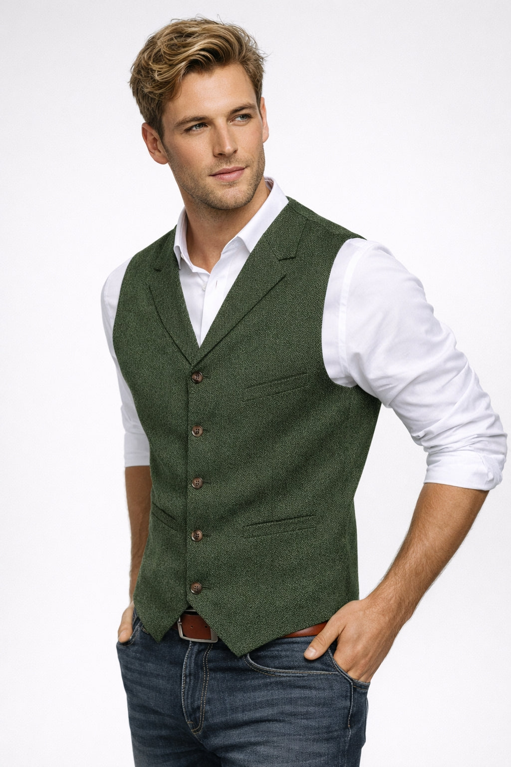 Gilet Homme - Boutonné Col Cranté avec Poches | Chic Élégant