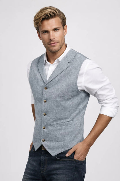 Gilet Homme - Boutonné Col Cranté avec Poches | Chic Élégant