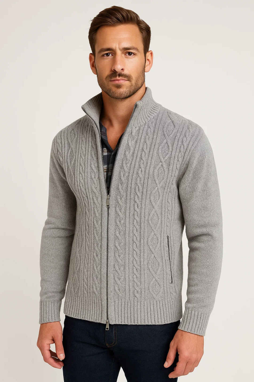 Gilet Homme | Zippé Torsadé | Élégant, Confortable et Chaud pour Hiver