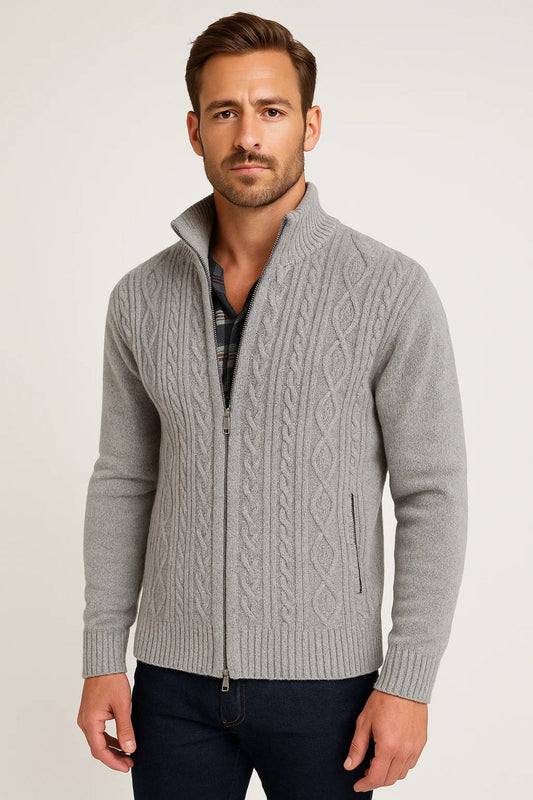 Gilet Homme | Zippé Torsadé | Élégant, Confortable et Chaud pour Hiver