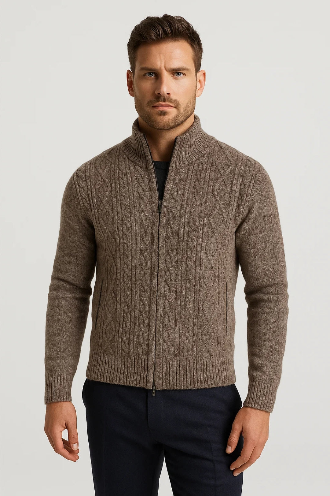 Gilet Homme | Zippé Torsadé | Élégant, Confortable et Chaud pour Hiver