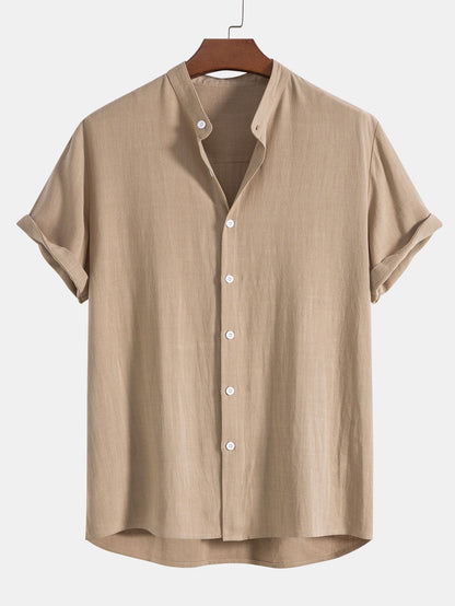 Hugo - Ensemble en Lin 2 Pièces Homme Chemise Manches Courtes et Pantalon Décontracté