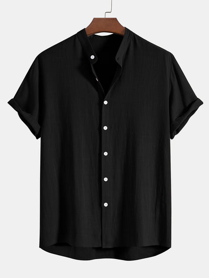 Hugo - Ensemble en Lin 2 Pièces Homme Chemise Manches Courtes et Pantalon Décontracté