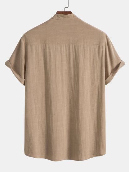 Hugo - Ensemble en Lin 2 Pièces Homme Chemise Manches Courtes et Pantalon Décontracté