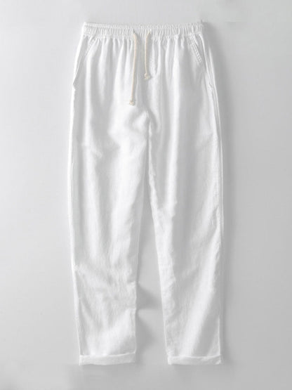 Hugo - Ensemble en Lin 2 Pièces Homme Chemise Manches Courtes et Pantalon Décontracté