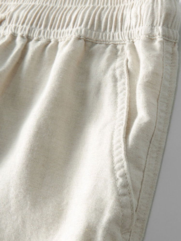 Hugo - Ensemble en Lin 2 Pièces Homme Chemise Manches Courtes et Pantalon Décontracté