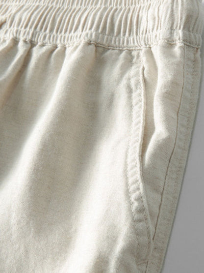Hugo - Ensemble en Lin 2 Pièces Homme Chemise Manches Courtes et Pantalon Décontracté